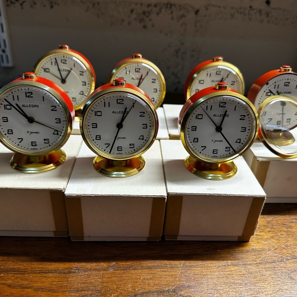 NWT USSR Made Mechanical Alarm Clocks - Dead Stock